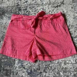 Loft Pink & White Striped The Waist Shorts Size 6